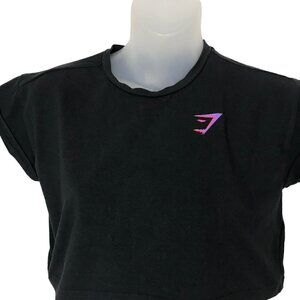 Gymshark Black Cropped Work Out Top Size XS